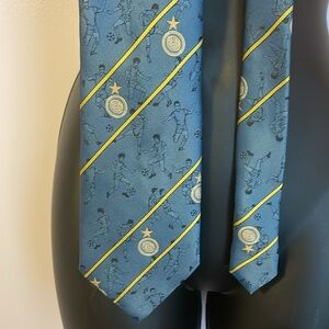 F. C. Inter Soccer Futbol Player Logo Striped Necktie Tie Blue